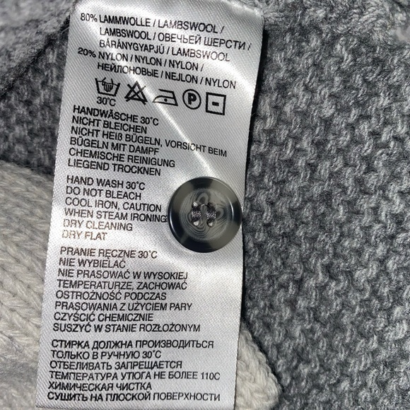 Marie Lund Lambswool Copenhagen Gray Cardigan Sweater Buttons Pockets Vintage M - Picture 9 of 12